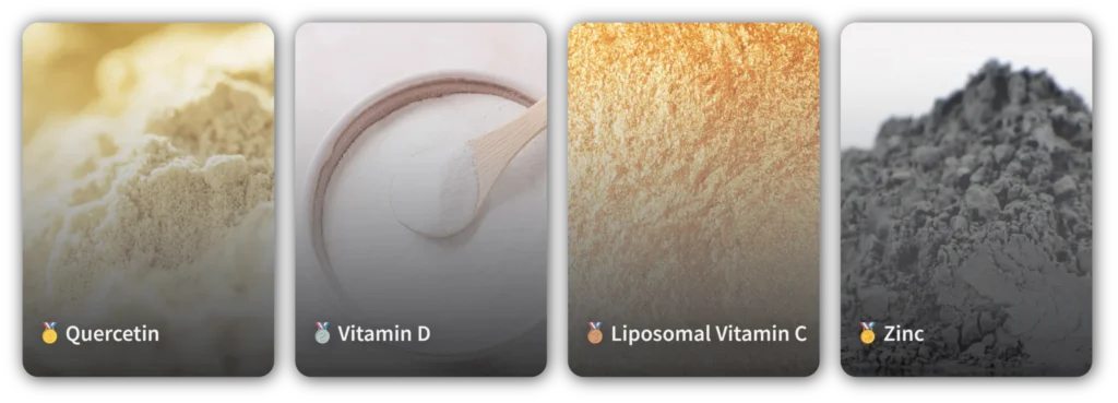 Quercetin, Vitamin D, Liposomal Vitamin C dan Zinc dalam formula Filogya